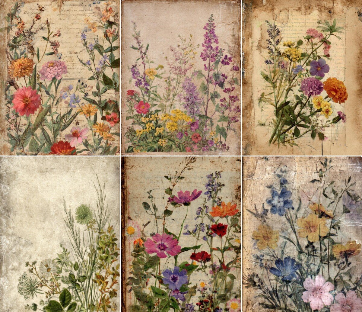 wildflower atc cards – 55 Wildflower ATC Cards Printable Paper Pack