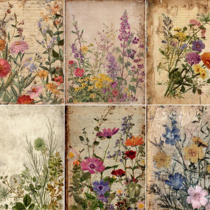 wildflower atc cards – 55 Wildflower ATC Cards Printable Paper Pack