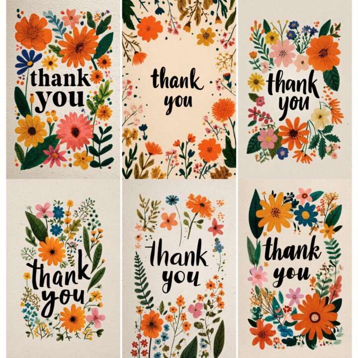 floral – 52 Floral Thank You Postcard Junk Journal Pages