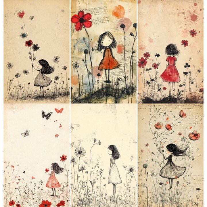 whimsical – 52 Whimsical Girl Scrapbook Junk Journal Pages