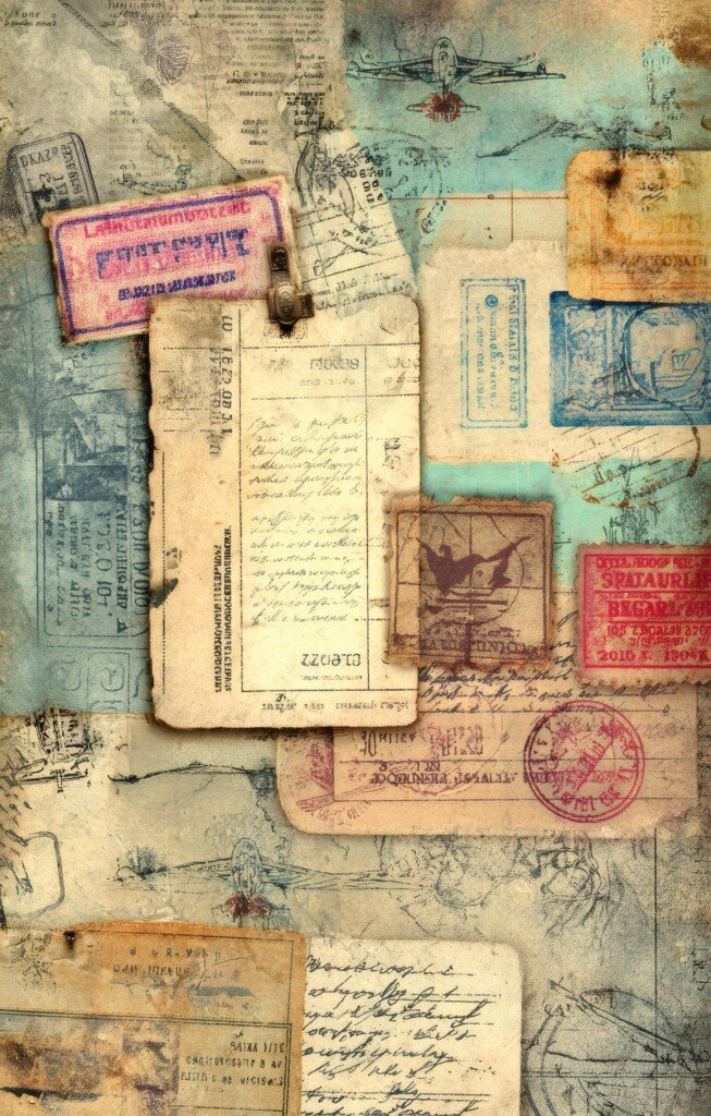 Vintage Travel Ticket Journal Pages: individual artwork preview