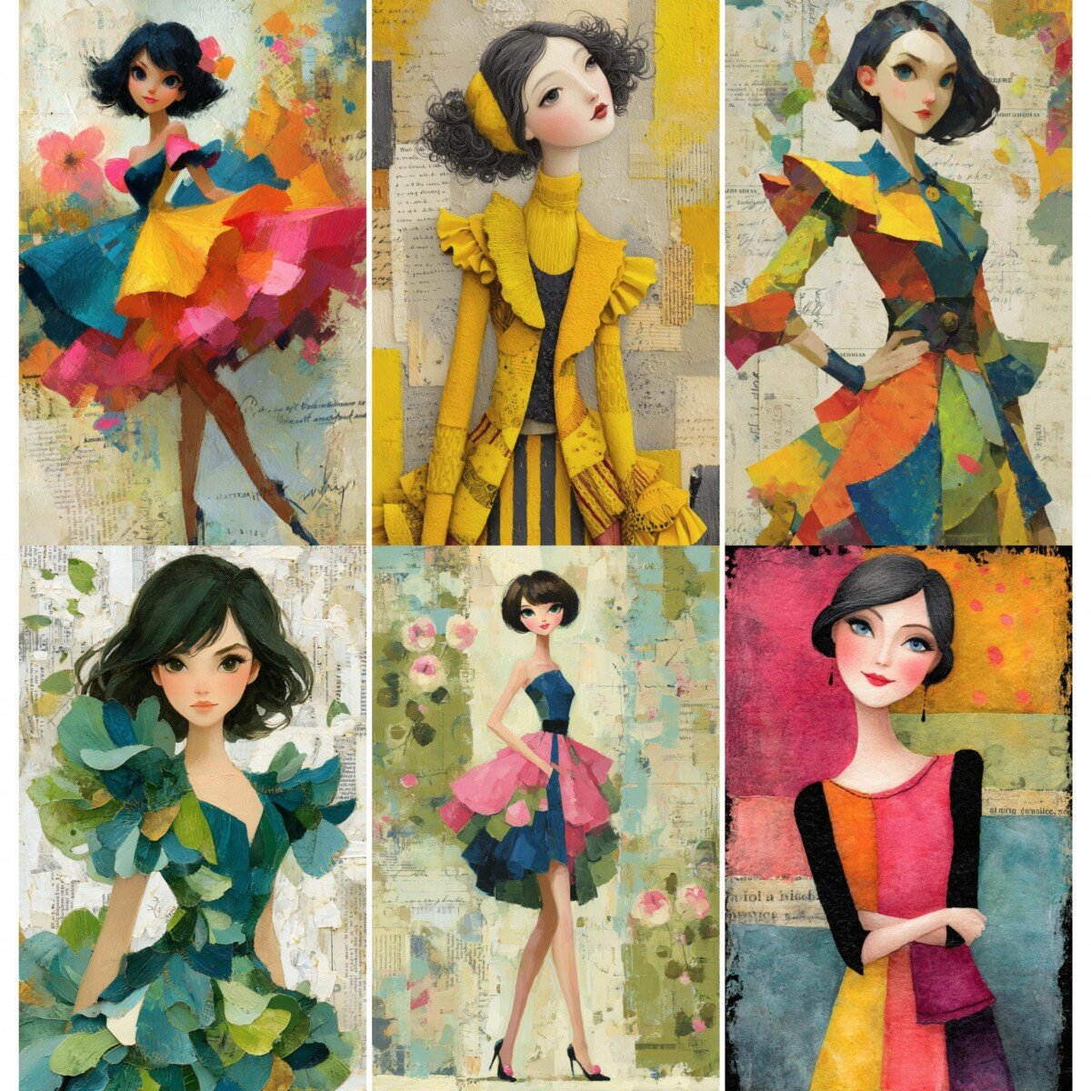 colorful – 51 Colorful Fashion Girl Junk Journal Pages