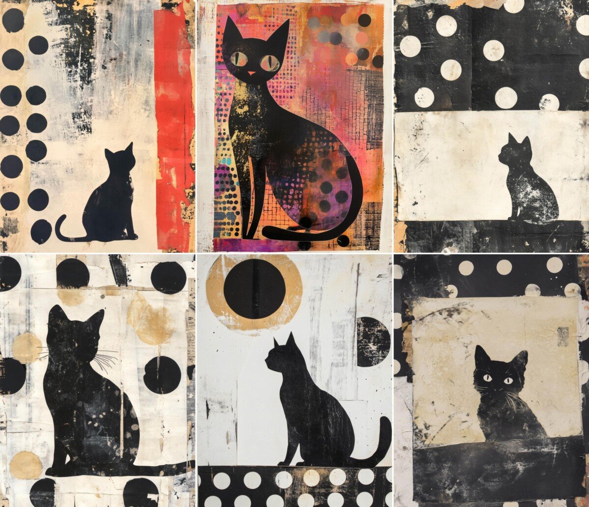 cat – 48 Cat Pages, Cat Junk Journal Pages