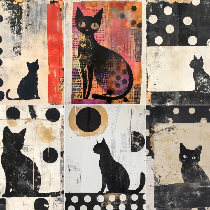 cat – 48 Cat Pages, Cat Junk Journal Pages