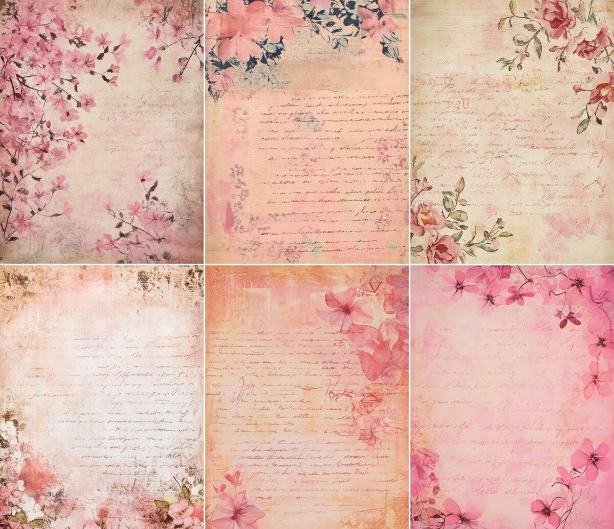 blush – 52 Blush Botanical Pink Flower Junk Journal Pages