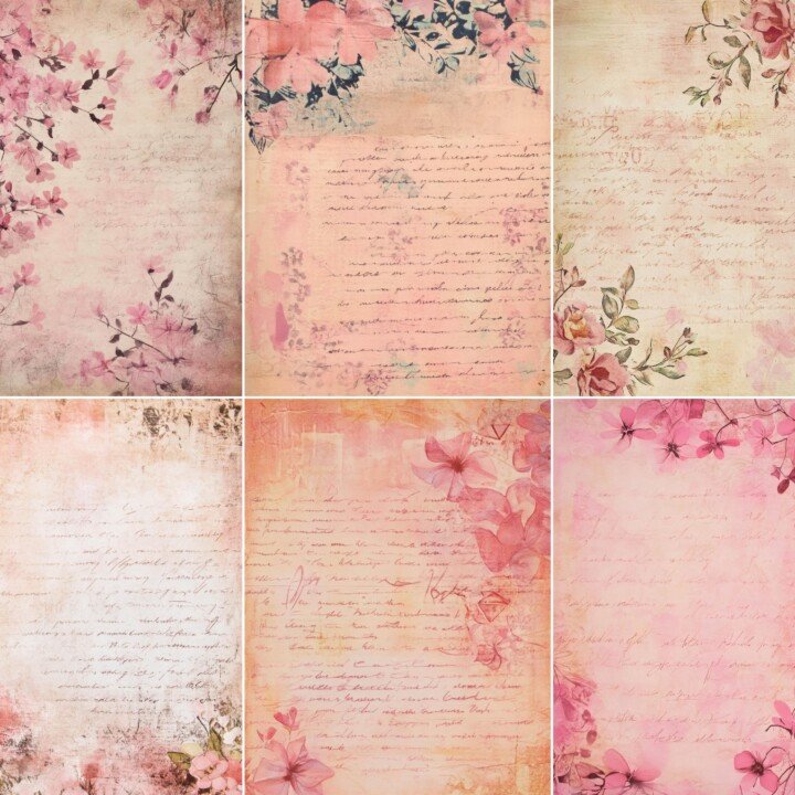 blush – 52 Blush Botanical Pink Flower Junk Journal Pages