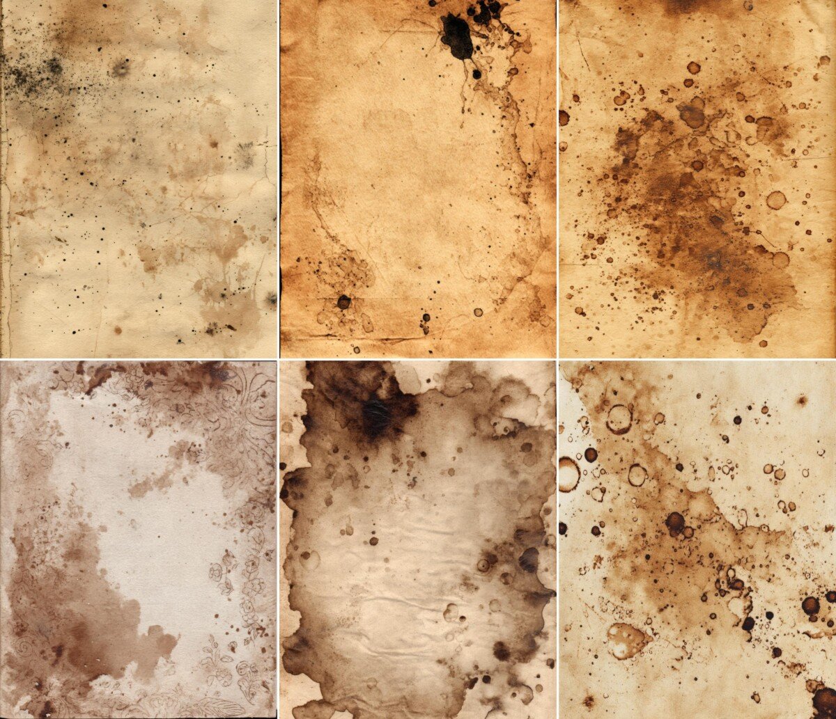 Golden brown paper textures with scattered stain marks