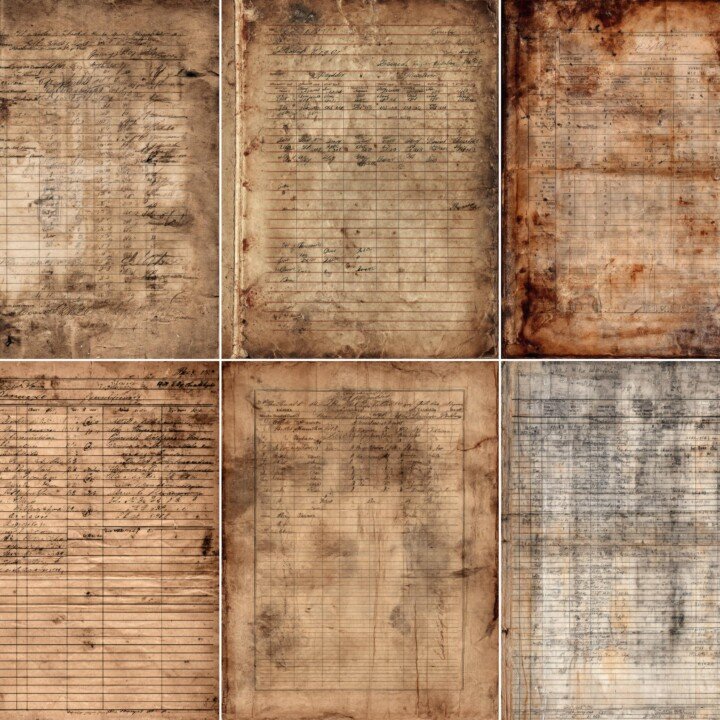 old – 51 Old Shop Ledger Junk Journal Pages