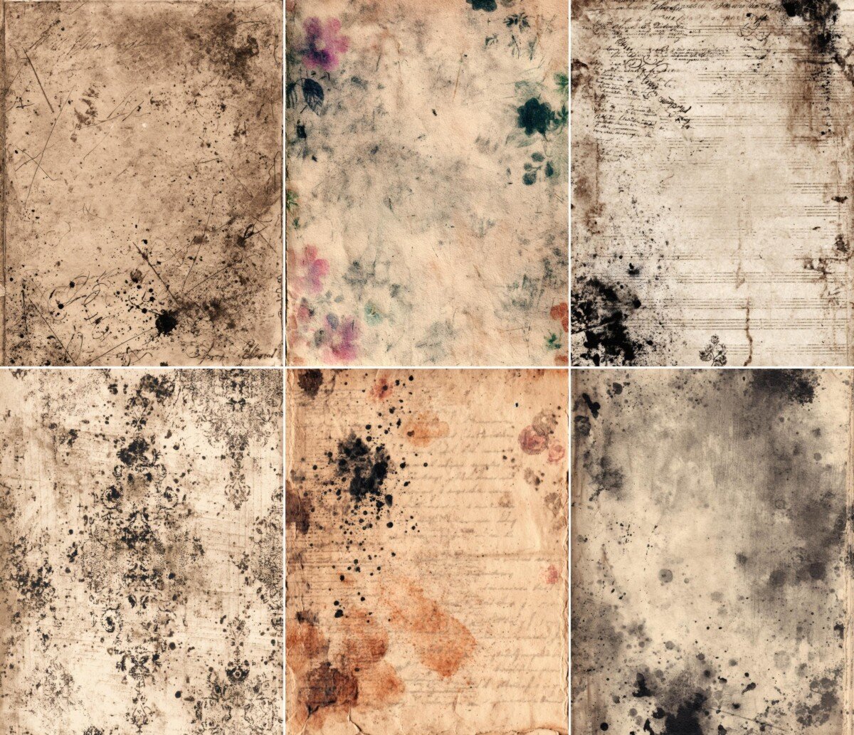 vintage – 60 Vintage Ink Smudge Junk Journal Pages