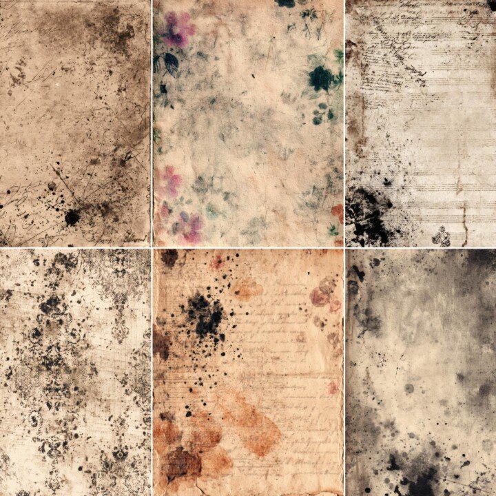 vintage – 60 Vintage Ink Smudge Junk Journal Pages