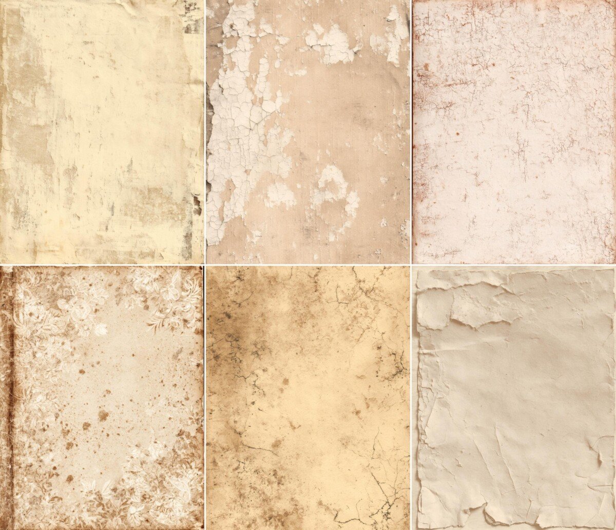 distressed – 52 Distressed Cream 1800s Vintage Junk Journal Pages