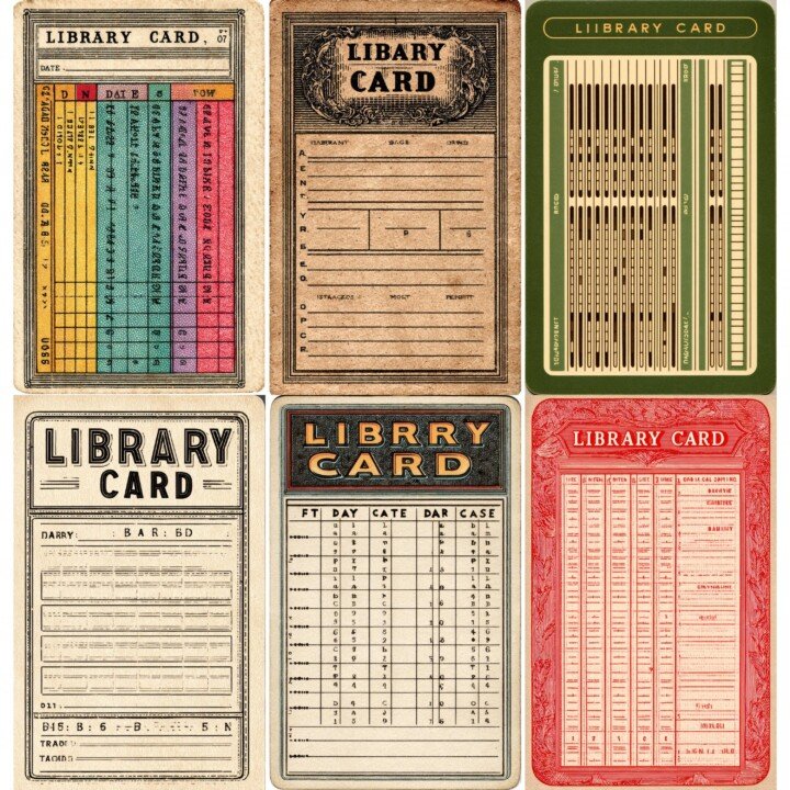 library – 49 Library Card Junk Journal Pages