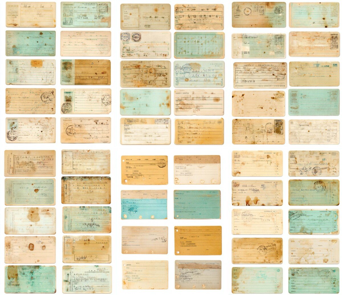 vintage – 150 Vintage Library Card Junk Journal Kit