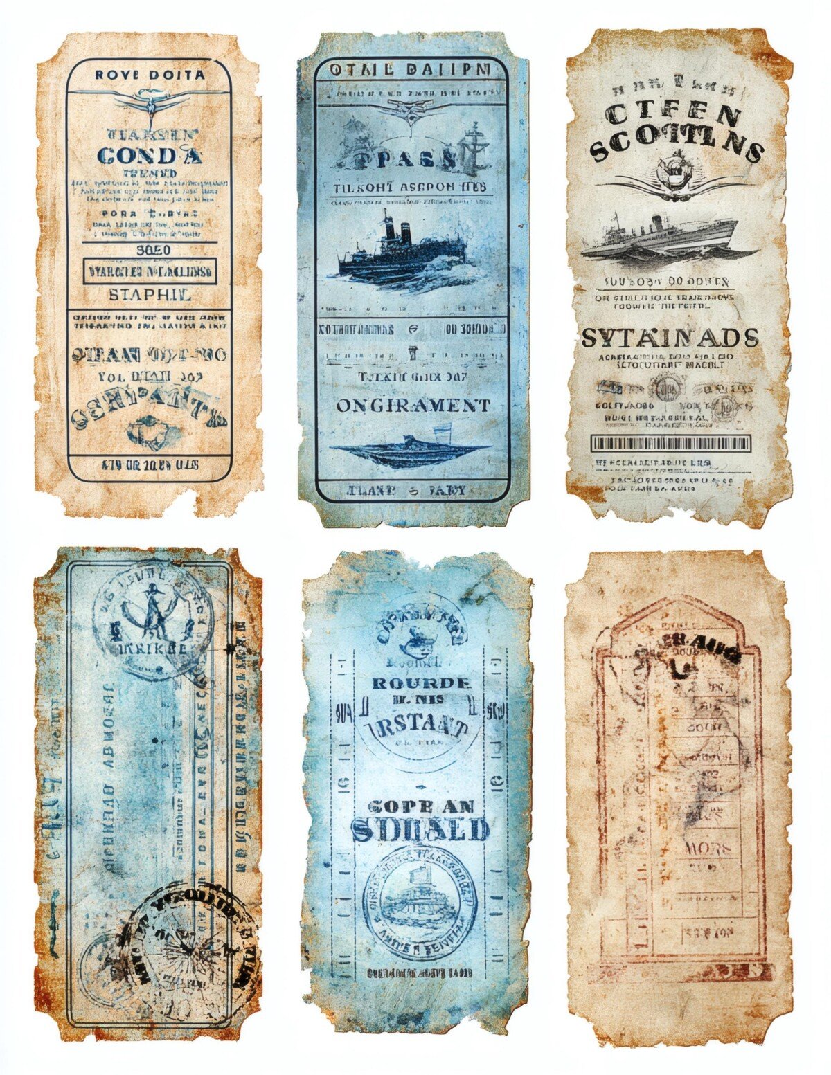 steamship travel vouchers preview 6 – Fussy Cuts