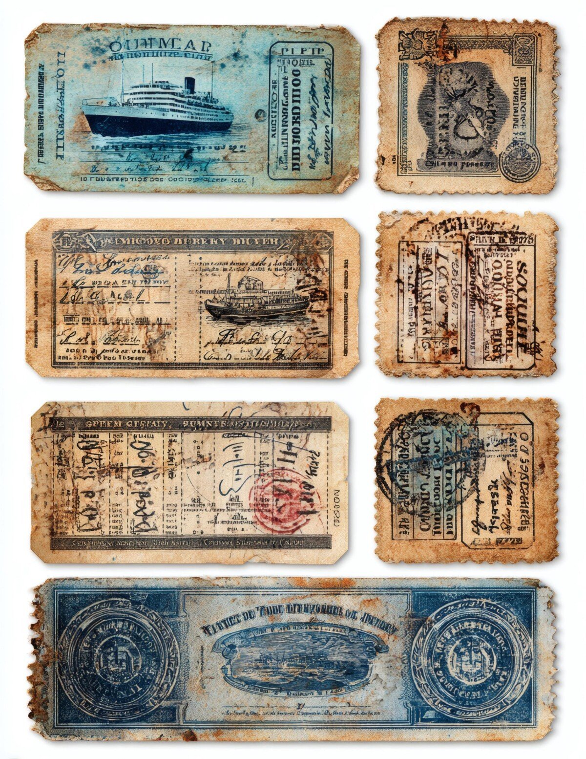 steamship travel vouchers preview 8 – Fussy Cuts