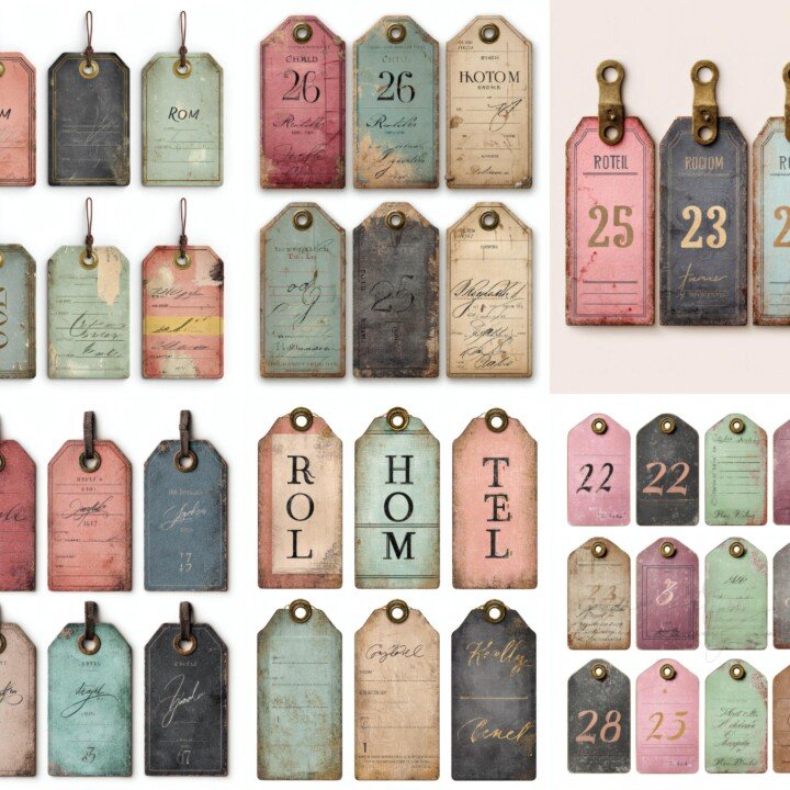 retro hotel tag ephemera preview 2 – Fussy Cuts