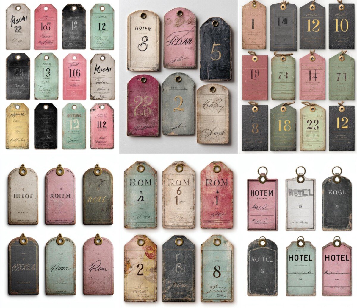 retro hotel tag ephemera preview 4 – Fussy Cuts