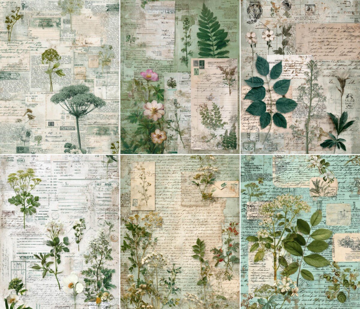 vintage – 52 Vintage Floral Botanical Junk Journal Pages