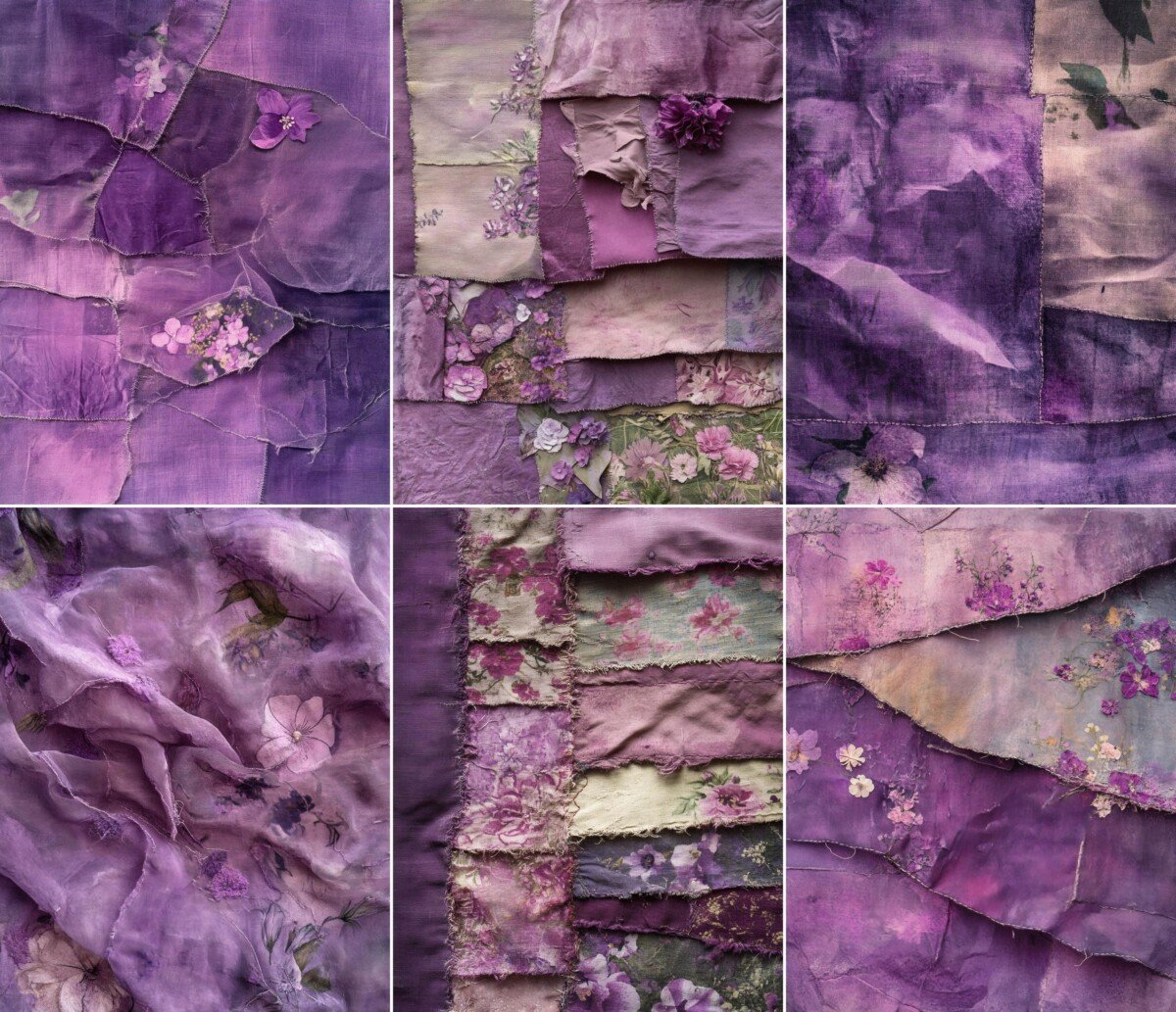 Purple Textile Journal Pages – 50 Fabric Collage - Image 2