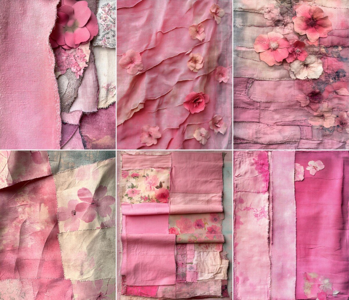 Pink Textile Journal Pages – 49 Shabby Fabric - Image 7