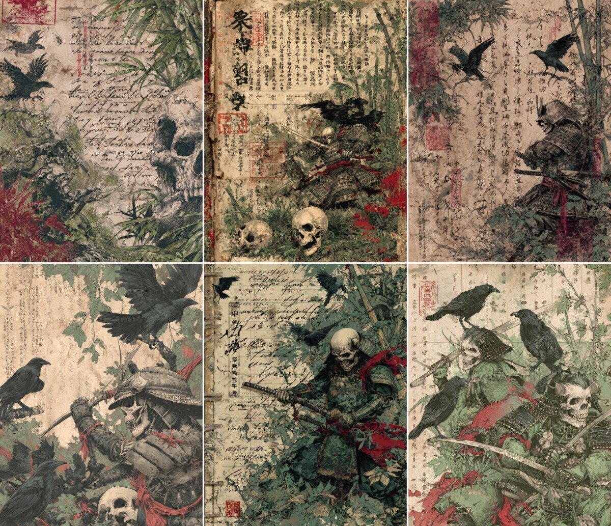gothic – 55 Gothic Samurai Samurai Junk Journal Pages