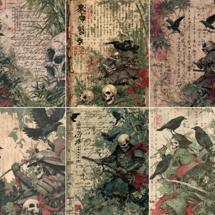 gothic – 55 Gothic Samurai Samurai Junk Journal Pages