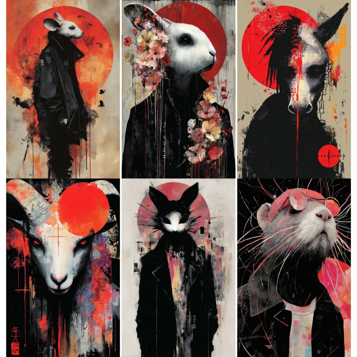 cyberpunk – 52 Cyberpunk Animal Junk Journal Pages