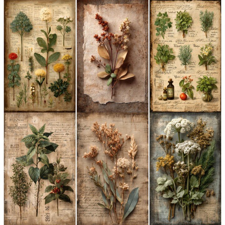 vintage – 56 Vintage Herb Junk Journal Pages