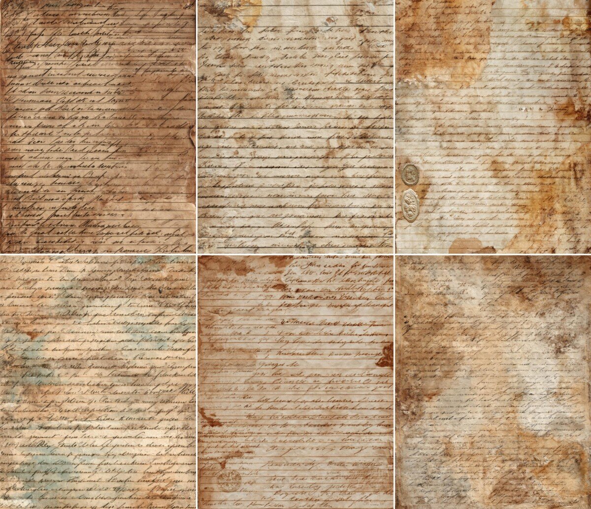 brown – 51 Brown Handwriting Junk Journal Pages