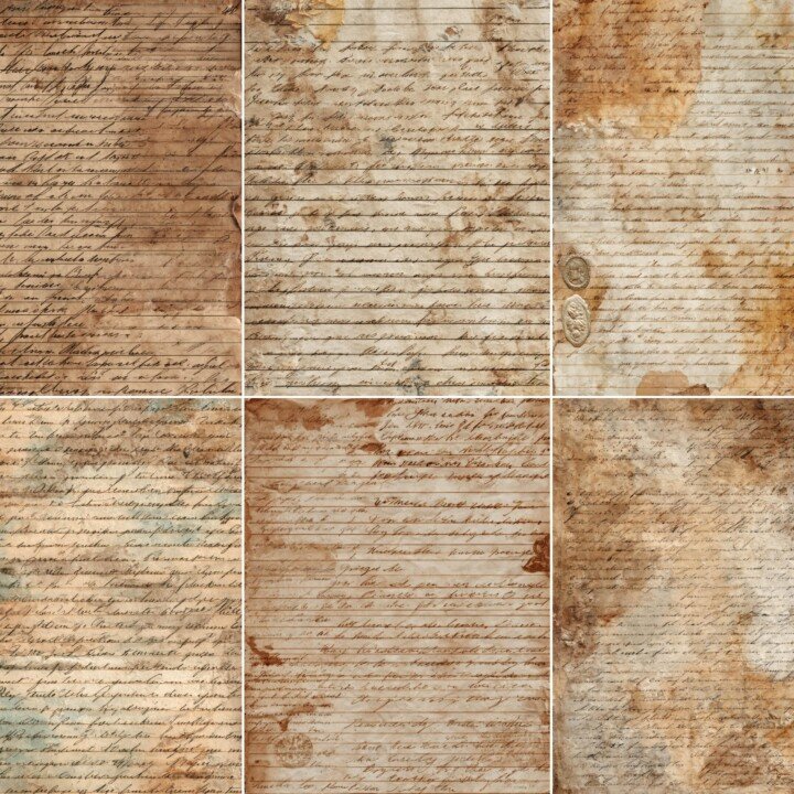brown – 51 Brown Handwriting Junk Journal Pages
