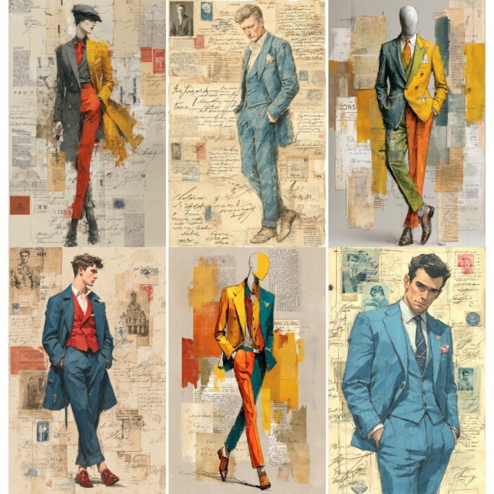 men – 52 Men's Tailor Mannequin Junk Journal Pages