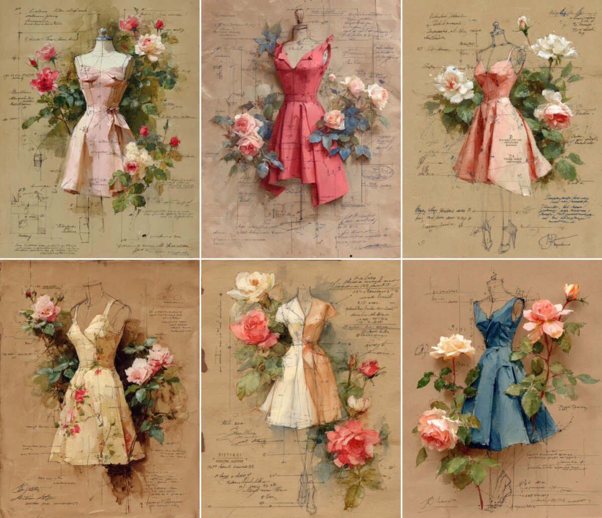 vintage – 52 Vintage Dress Junk Journal Pages