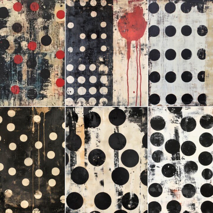 black – 52 Black Cream Polka Dot Junk Journal Pages