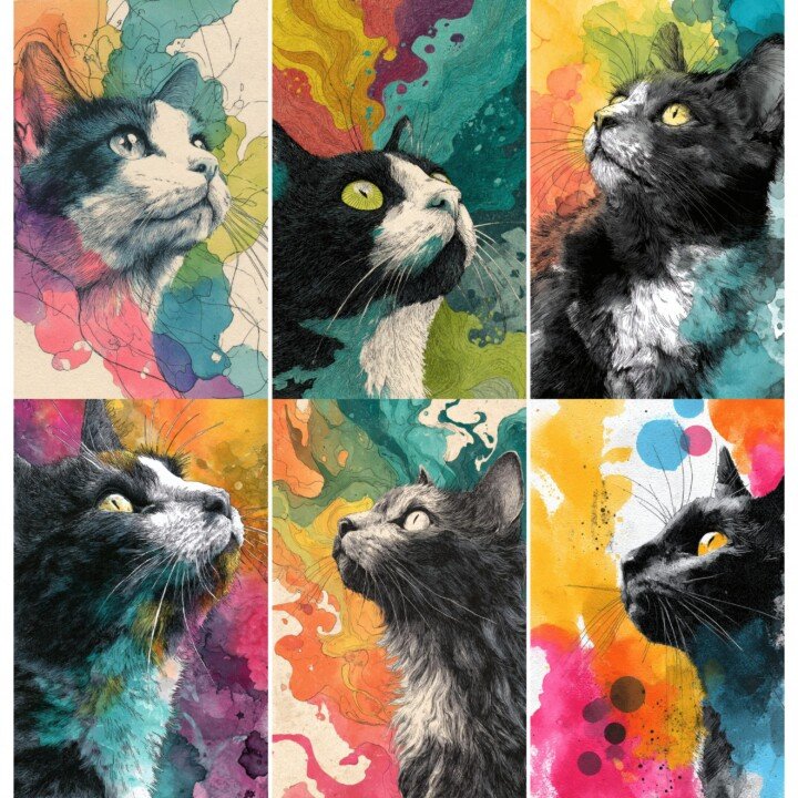 colorful – 52 Colorful Cat Art Junk Journal Pages