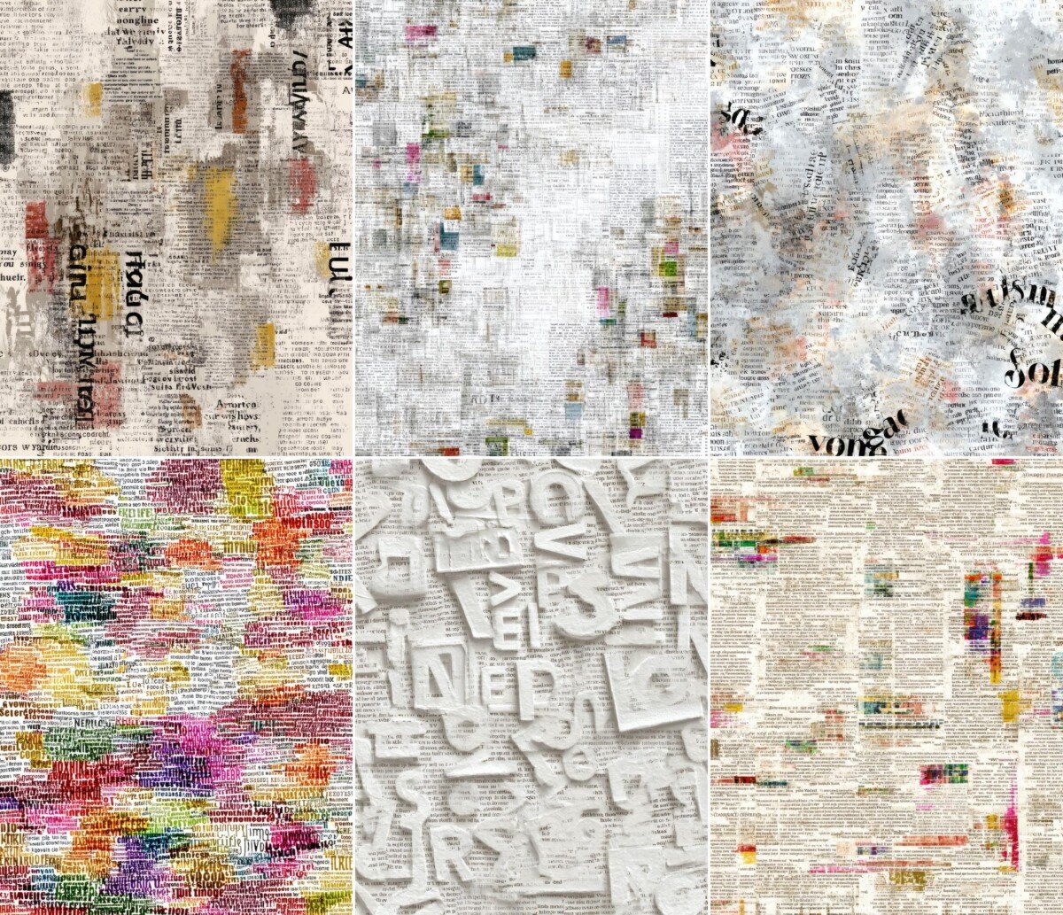 newspaper – 52 Newspaper Text Vintage Word Collage Cutouts