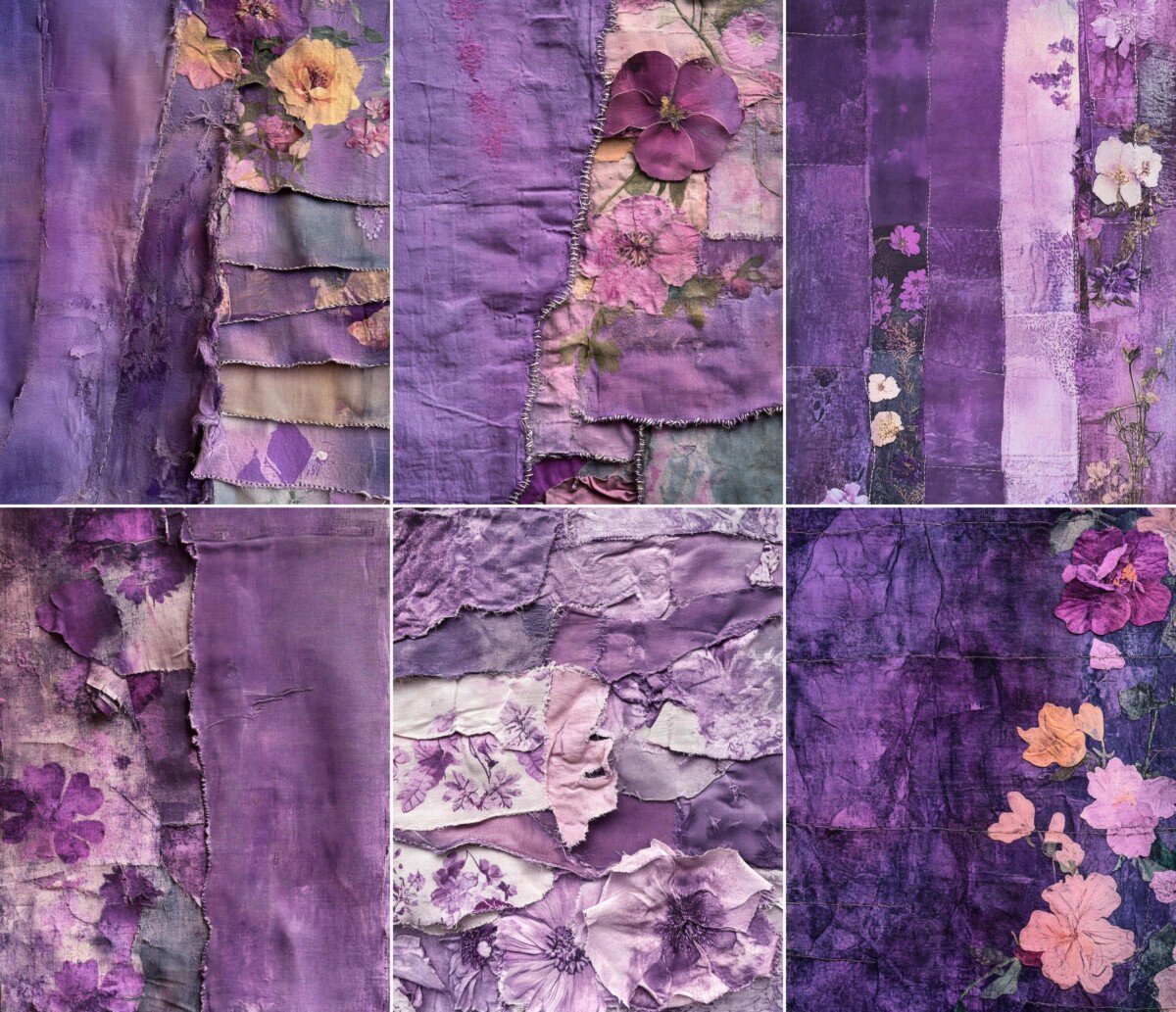 Purple Textile Journal Pages – 50 Fabric Collage - Image 8