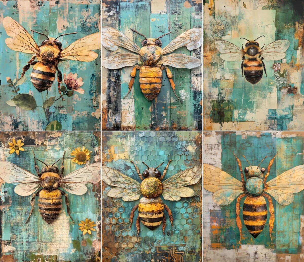 bee – 52 Bee Junk Journal Vintage Bee Ephemera Papers Pages