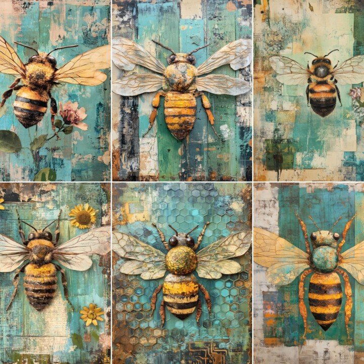 bee – 52 Bee Junk Journal Vintage Bee Ephemera Papers Pages