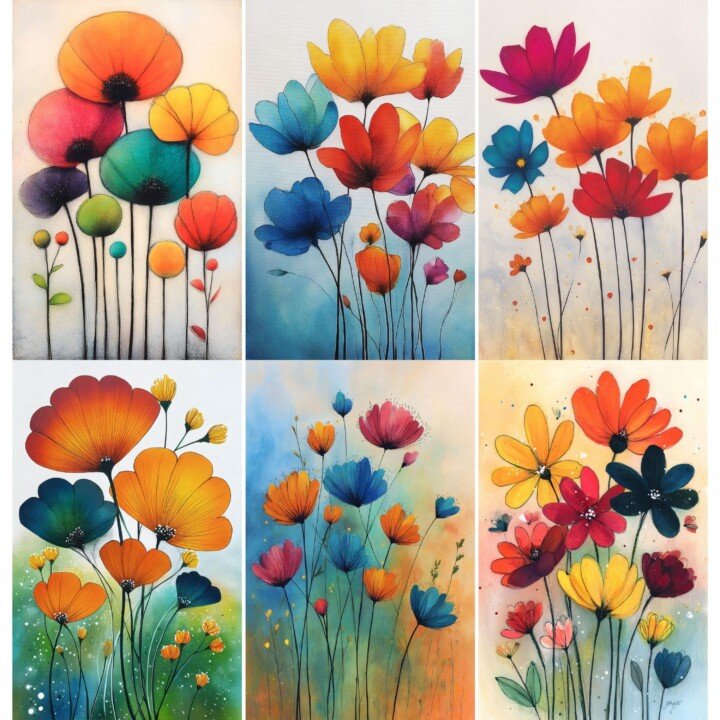 junk – 52 Watercolor Flowers Junk Journal Pages