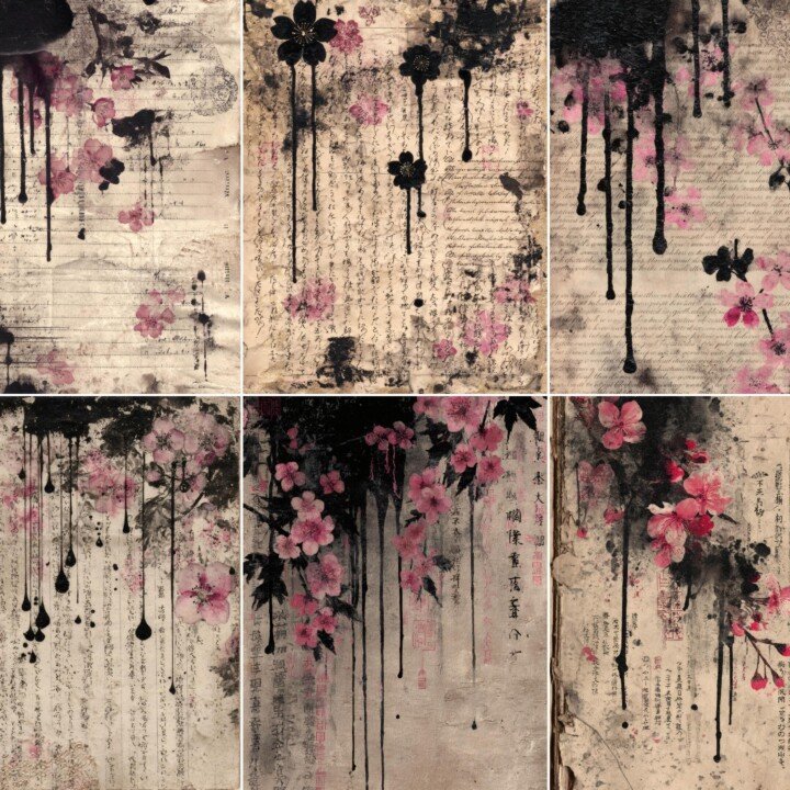 gothic – 52 Gothic Sakura Samurai Junk Journal Pages