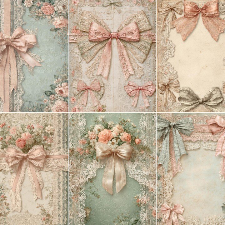 vintage – 48 Vintage Bow Junk Journal Pages