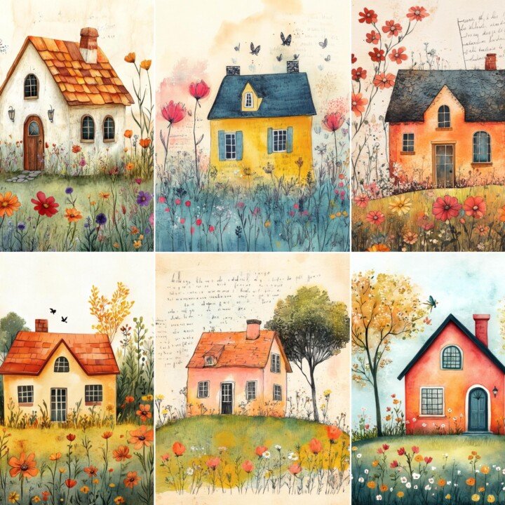 whimsical – 52 Whimsical Spring House Junk Journal Pages