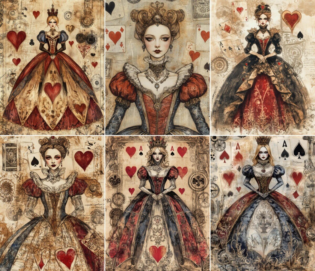 queen – 52 Queen of Hearts Junk Journal Pages