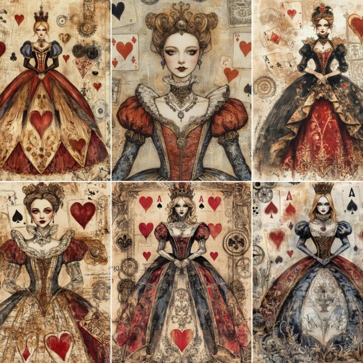 queen – 52 Queen of Hearts Junk Journal Pages