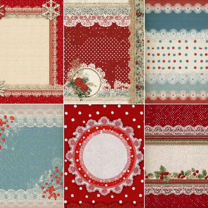 christmas – 52 Christmas Polka Set 2 Junk Journal Pages
