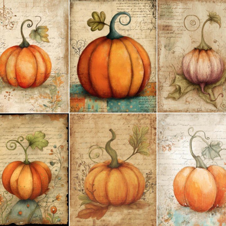 whimsical – 60 Whimsical Pumpkin Autumn Junk Journal Pages