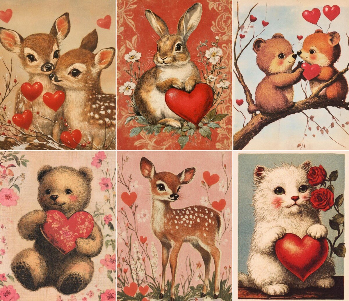 vintage – 48 Vintage Valentine Animal Journal Pages