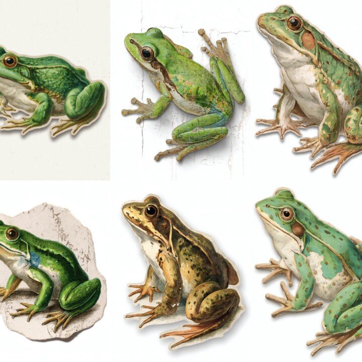 vintage – 27 Vintage Frog Junk Journal Ephemera Stickers