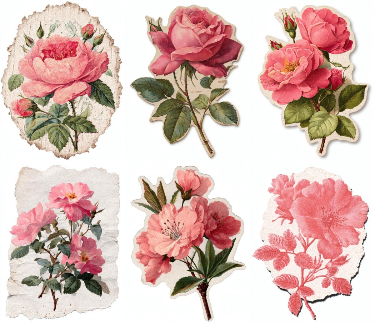pink – 24 Pink Shabby Chic Stickers