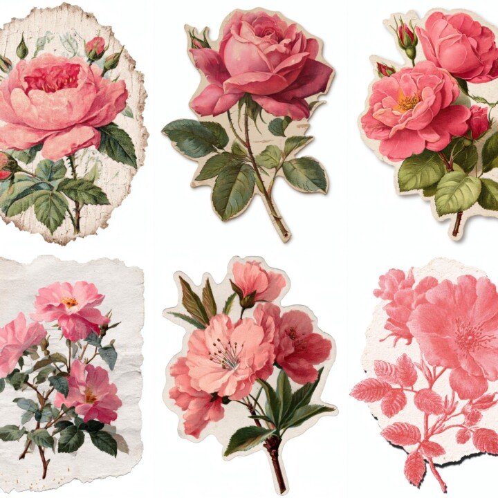 pink – 24 Pink Shabby Chic Stickers